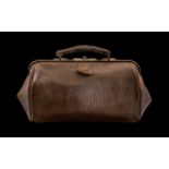 Victorian Leather Doctors Gladstone Bag.