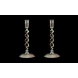 Pair of Barley Twist Brass Candlesticks