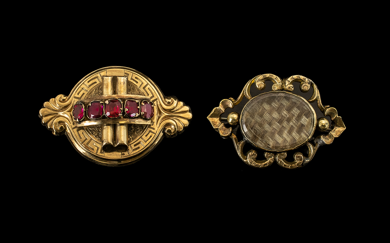 19thC Mourning Brooch Of Shaped Form, Th