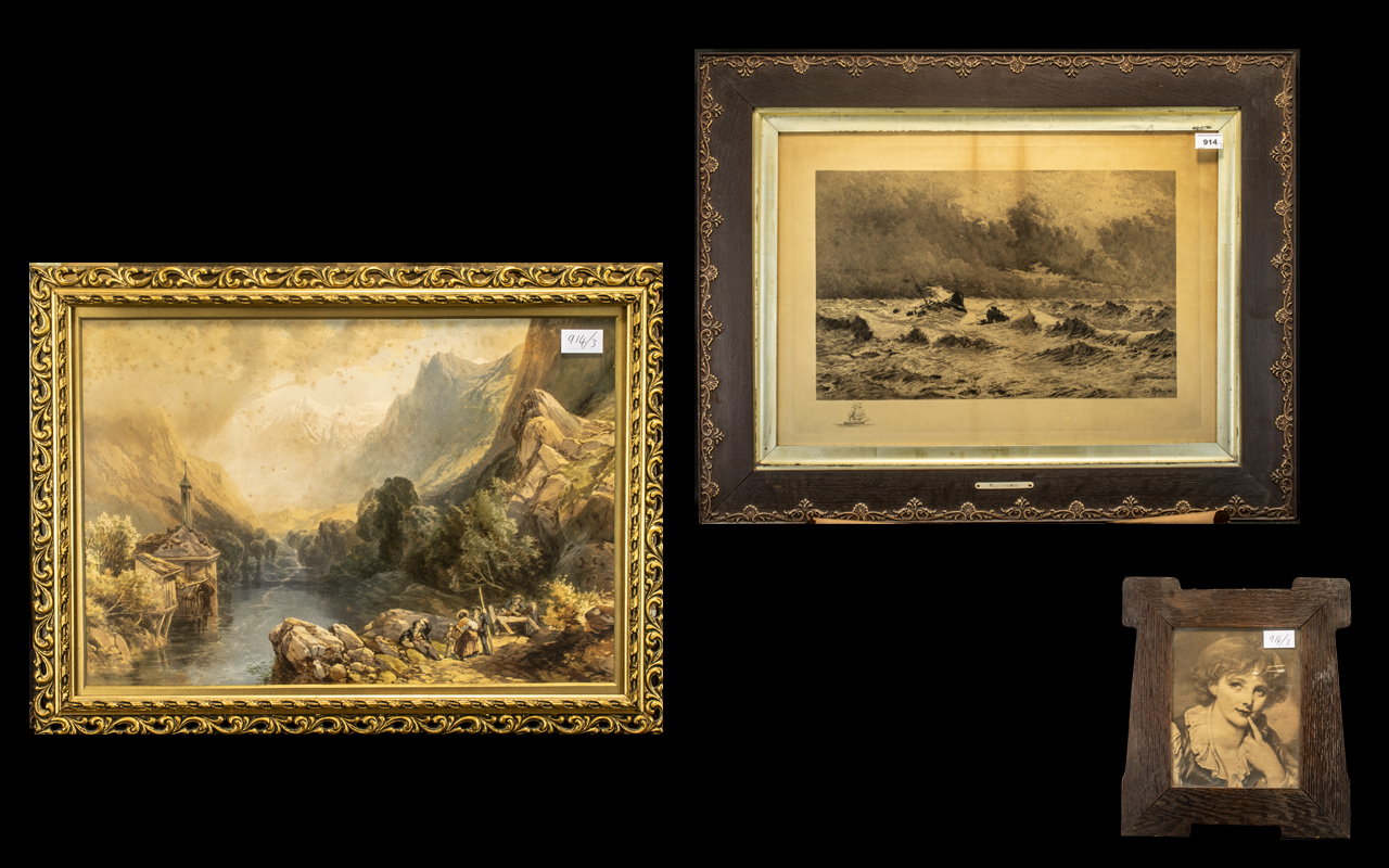 Three Misc Framed Prints. Comprising of