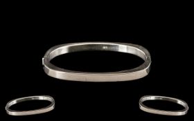 Solid Silver Hinged Bangle of Stylish Form. Fully Hallmarked for Sheffield ( Makers B.J.