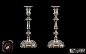 Edwardian Period - Stunning Quality Pair of Solid Silver Candlesticks of Excellent Proportions and