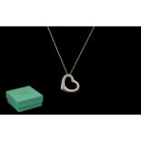 Tiffany & Co Silver Heart Shaped Pendant & Chain, Both Fully Hallmarked for Tiffany & Co,