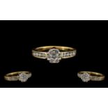 18ct Gold Attractive Flowerhead Diamond Set Dress Ring - marked 750 - 18ct. Set with top quality