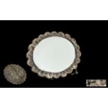 Turkish Silver Antique Embossed Oval Shaped Mirror - Ottoman,