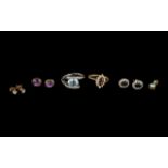 Mixed Lot Of 9ct Gold Jewellery To Include Sapphire And Diamond Stud Earrings,