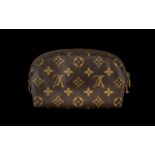 Louis Vuitton Ladies Make-up Bag, The Inside of the Bag Is of Worn Condition. 8 Inches In length.
