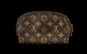 Louis Vuitton Ladies Make-up Bag, The Inside of the Bag Is of Worn Condition. 8 Inches In length.