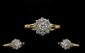 Ladies - Nice Quality and Good Looking Diamond Set Cluster Ring - Flower head Design.