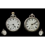 Two Silver Open Faced Pocket Watches Both With White Enamelled Dials,
