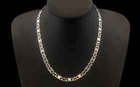 Solid Silver Fancy Link Curb Necklace, Unusual Design and Fully Hallmarked.