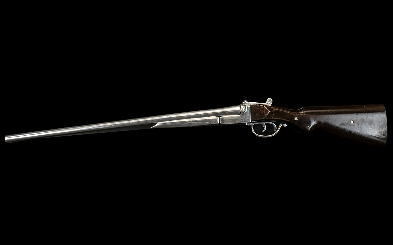 Double Barrel Shotgun - Large Decorative Double Barrel Shotgun In Chrome. 45 Inches In length.