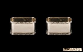 Solid SIlver Matching Pair of Napkin Rings, Dated Birmingham 1941, No Monogram. Please See Image.