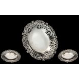 Antique Period Nice Quality - Ornate Silver Footed Fruit Bowl with Ornate Border.