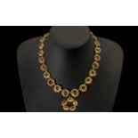 18ct Gold Victorian Imperial Topaz Rivière Necklace Set With A Series Of Graduated Round Faceted