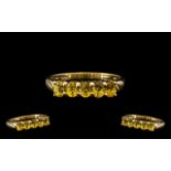 Ladies - 9ct Gold Attractive 5 Stone Citrine Set Dress Ring with Full Hallmark.