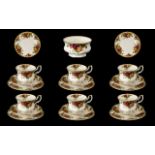 Royal Albert Old Country Roses set of 6 cups, saucers and side plates, together with a sugar bowl.