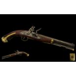 1807 Harpers Ferry Flintlock Pistol Walnut Stock, Brass Mounts, Steel Barrel,