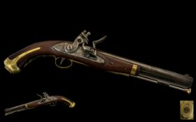 1807 Harpers Ferry Flintlock Pistol Walnut Stock, Brass Mounts, Steel Barrel,