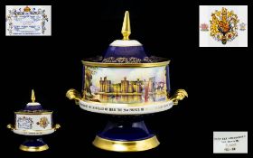 Aynsley - Hand Painted Porcelain and Impressive Ltd Edition Lidded Vase - Bowl.