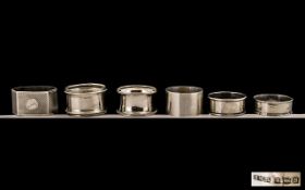 Collection of Solid Silver Napkin Rings to Include Charles Horner and Others,