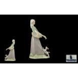 Lladro Porcelain Figure ' Girl with Goose and Dog ' Model No 4866. Issued 1974 - 1993. Height 10.