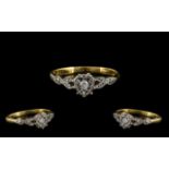 18ct Gold Diamond Ring Round Cut Diamond, Heart Shaped Illusion Setting, Stamped 18ct, Ring Size K,