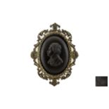 Wedgwood Oval Cameo Plaque of Beethoven 1770 - 1827, In Gilt Metal Frame, Impressed Wedgwood Mark.