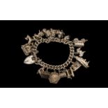 Antique Period - Silver Bracelet Loaded with ( 14 ) Good Quality Silver Charms,