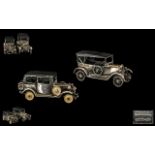 A Pair of Finely Detailed Sterling Silver Miniature Scale Model Classic Cars ( 2 ) with Moving