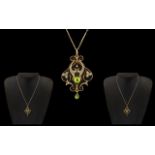 9ct Gold Art Nouveau Pendant and Period Chain.