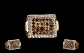 Gents 14ct Rose Gold Excellent Quality Diamond Set Cluster Ring of attractive design and form.