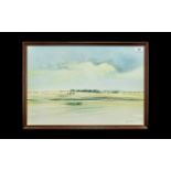 Watercolour Print by Richard Rennie depicting a landscape. Measures 25'' x 17.5'' including frame.