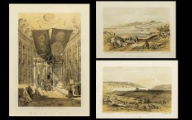 Set of Three David Roberts Antique Coloured Prints of the Holy Land - Jericho, Shrine of the Holdy