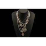 A Good Collection of Sterling Silver Chains - Some with Pendants ( 8 ) Chains In Total - Please See