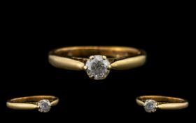 9ct Gold Diamond Solitaire Ring of Good Sparkle. Size - I, Please See Image.