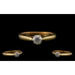 9ct Gold Diamond Solitaire Ring of Good Sparkle. Size - I, Please See Image.