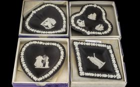 Wedgwood Black Jasper Card Suite Round Dishes. With original boxes.