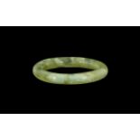 Chinese Green Jadeite Bangle with mutton fat inclusions, 3.5'' diameter