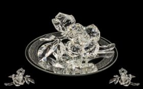 Swarovski Large and Impressive Crystal ' Roses ' Sculpture Secret Garden Theme Group.