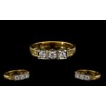 18ct Gold Attractive and Quality 3 Stone Diamond Ring - fully hallmarked for 750 - 18ct. The round