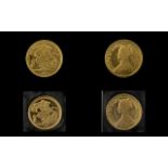 Queen Victoria - Fantasy 1847 Gothic Style 9ct Gold Pattern Half Sovereign ( 2 ) Coins In Total.