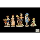Goebel Figures - A Group of Five Figures of Children, Marked COPR. W. Goebel. Various Sizes.