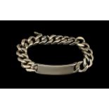 Heavy Silver ID Bracelet Length 10 Inches,