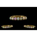 Antique 9ct Gold Opal Ring, Set with 7 Set Opals, Ring Size - R. Please See Image.