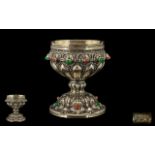 Art Nouveau - Stylished Tulip Design Fine Quality and Impressive Cast Silver Gilt Stone Set Chalice