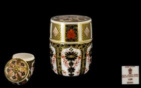 Royal Crown Derby Imari Pattern Lidded Jar / Box. Pattern No 1128 & Date 1973.