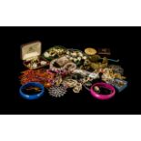 Cash Box Containing A Quantity Of Costume Jewellery To Include Chains, Rings, Beads, Bracelets,