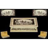 Scrimshaw Interest. Whale Bone Carved - Nice Quality Lidded Scrimshaw Box of Rectangular Shape