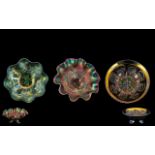 Victorian Period Excellent Collection of Carnival Iridescent Glass Bowls (3). Various colours, sizes